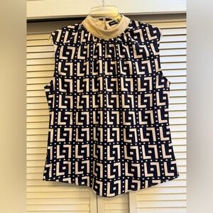 Chic Geometric Patterned Sleeveless Top Women’s Sz Large